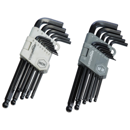 Amazon Basics Hex Key Allen Wrench, Long Arm, Metric and Standard Sizes, 26-Piece