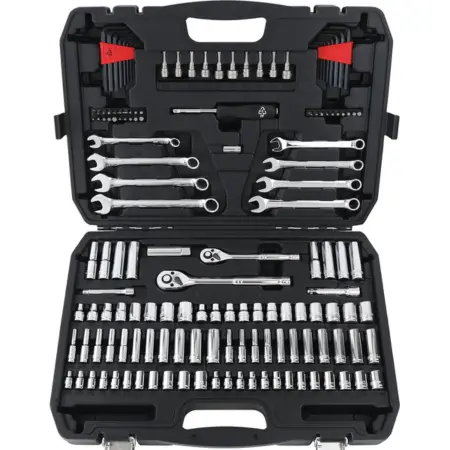 Amazon Basics Mechanic's Socket Tool Set With Case, Metric Sizes, 145-Piece
