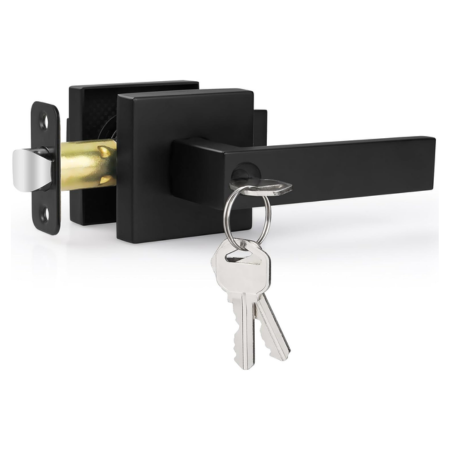 Estmoon Entry Door Handle, Black Door Knob with Lock and Key