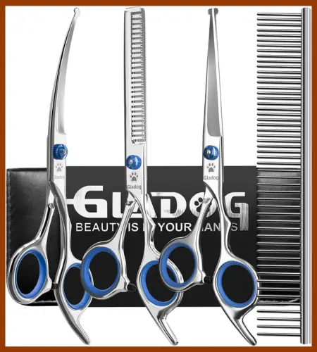 GLADOG Professional 5 in 1 Dog Grooming Scissors Set
