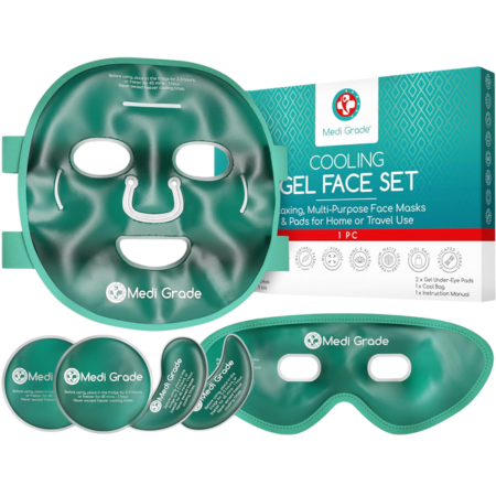 Medi Grade Cooling Ice Face Mask and Cooling Eye Mask for Puffy Eyes & Migraine Relief