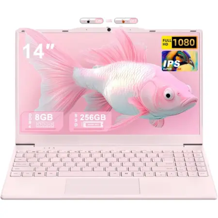 Nmybwo 14 Pink Portable Laptop Computer, N5095 CPU,8GB RAM