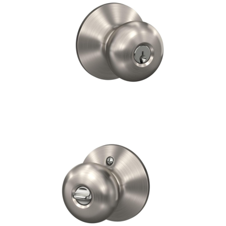 Schlage F51A PLY 619 Plymouth Door Knob, Keyed Entry Lock, Satin Nickel