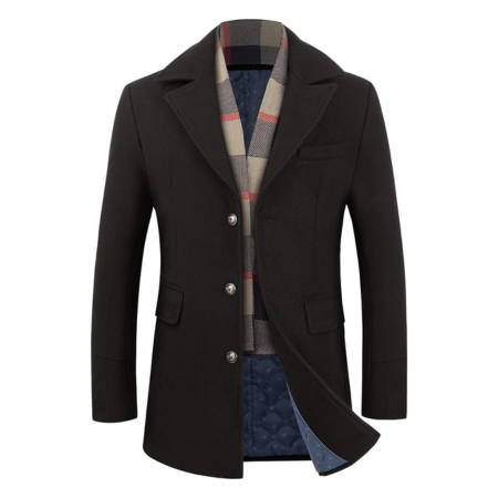 WULFUL Men’s Wool Blend Winter Coat Slim Fit Short Trenchcoat Warm